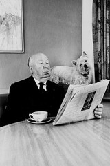 619285 Alfred Hitchcock Reading Newspaper Wall Print Poster