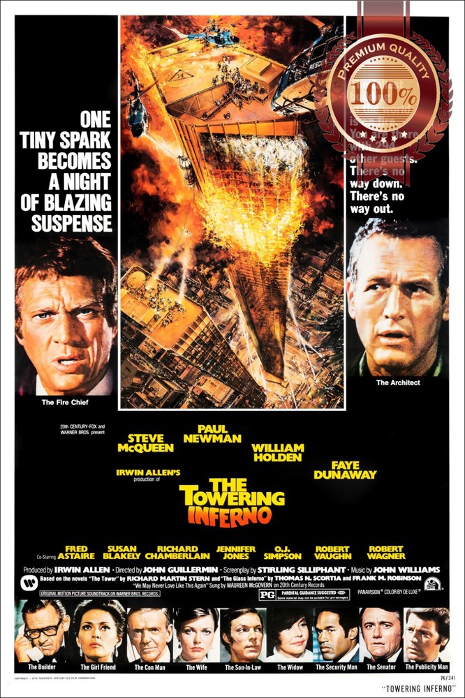 THE TOWERING INFERNO 1974 ORIGINAL OFFICIAL CINEMA MOVIE PRINT PREMIUM POSTER
