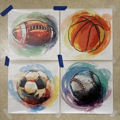 Lot Of 4 ✅ Sports Balls Boy Kids Room ✅ Canvas Wall Art Poster Prints ✅ 12×12 in