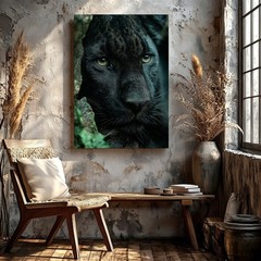 Wall Art Black Panther Portrait Wildlife Animal Close Up Canvas Print Decor