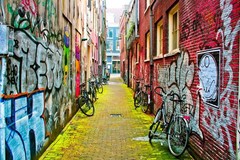 Graffiti Art in an Urban Alley Photo Art Print Poster 24×36 inch