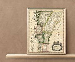 1810 State Map of Vermont Historic Wall Art Poster Print Decor Doolittle Lewis