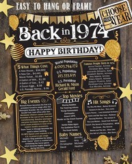 52nd Birthday Decorations 1974 Back in 1974 Poster 11×14 Unframed Party Gift