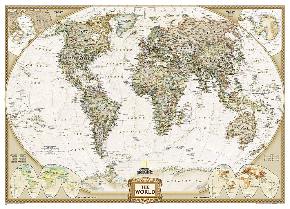 Large World Wall Map – Executive Mural 116.25 x 77 in – Educational Reference De