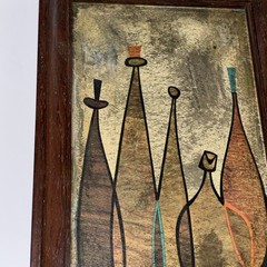 Vintage Mid Century Modern Robert Lyons Art Print BOTTLES MCM Swung Glass