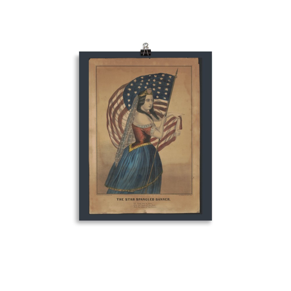 Vintage Americana Flag Art Poster – Currier & Ives (c. 1860–1870)