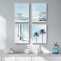 Coastal Beach Wall Art Set – 4 Piece Framed Canvas for Home Decor 11×14 In