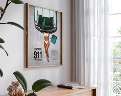Classic Green Porsche 911 Print – Retro Car Poster, Vintage Automotive Wall Art