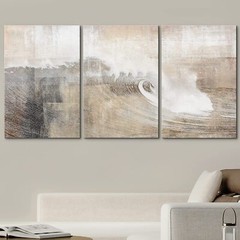 Gray and Tan Abstract Wall Art Canvas Prints Set of 3