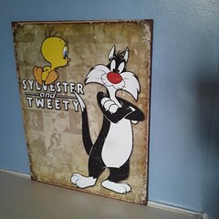 Sylvester and Tweety Frame Laminate Home decor metal poster. 15″×12″