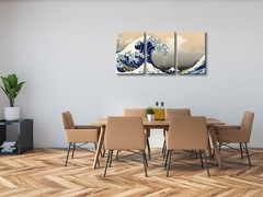 3 Piece Great Wave of Kanagawa Katsushika Hokusai Modern Stretched Canvas Prints