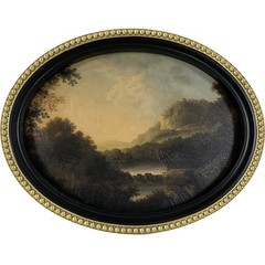 Home Decor Collection Gold Metro Beaded Oval Framed Landscape Wall Art, 14xll