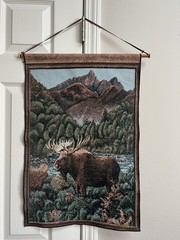 Rustic Moose Tapestry Wall Hanging – Cabin / Lodge Decor
