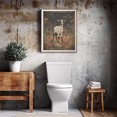 Vintage GOAT BOTANICAL Wall Art, Farm Animal Floral Decor, Nature Flower Poster