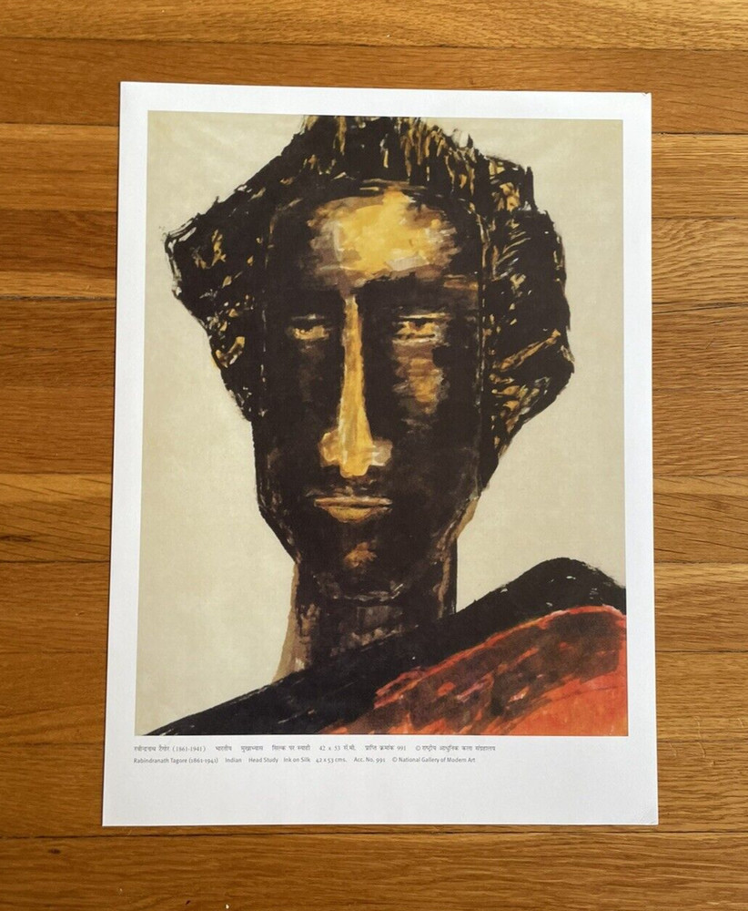 Indian Head Study Rabindranath Tagore Archival Quality Art Ink Paper Painting