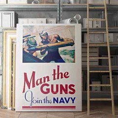 Man the Guns – Join the Navy USA Military World War Two Canvas Wall Art Print