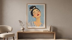 Elegant Woman Portrait Oil Painting Wall Art Impressionist Girl Canvas Poster