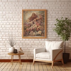 BIGFOOT FLOWER Poster, Sasquatch Botanical Wall Art, Cryptid Yeti Floral Print