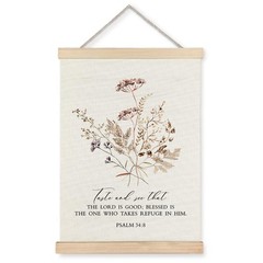 Boho Floral Christian Wall Art with Wooden Poster Hanger, God is Good Bible V…