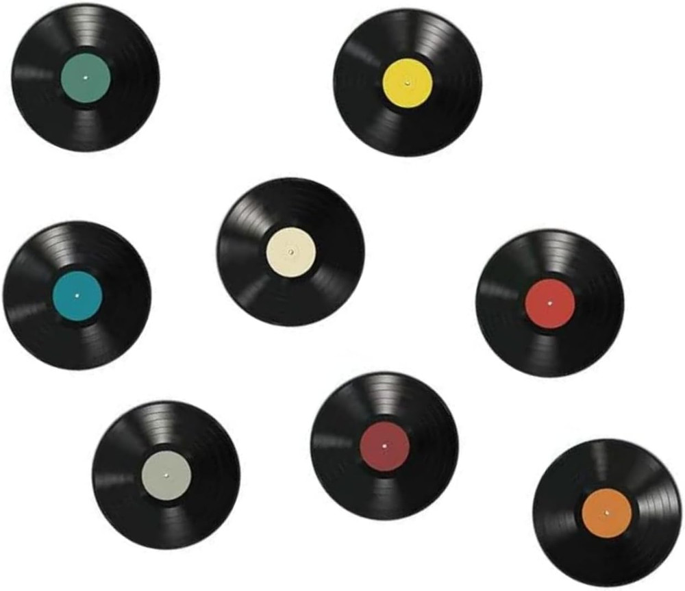 8Pcs 9In Colorful Vinyl Records Decor Wall Stickers, Album Cover Posters Vintage