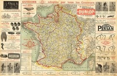 1911 TOUR DE FRANCE MAP POSTER