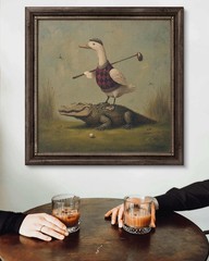 Funny Duck Golf Poster Vintage Animal Wall Art Gift for Golf Lovers