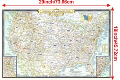 18»x29» United States Map USA Geography US 1953 History Poster Wall Chart