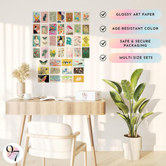 Eclectic Wall Art Prints – 40 Small Eclectic Wall Collage Kit For Teen Girls Bed