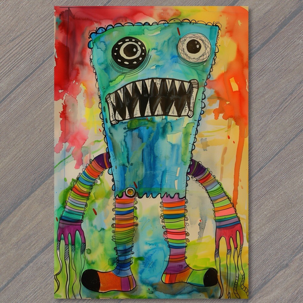Art Print Monster Fun Watercolor Art Weird Hands Feet Unusual Whimsical Cute