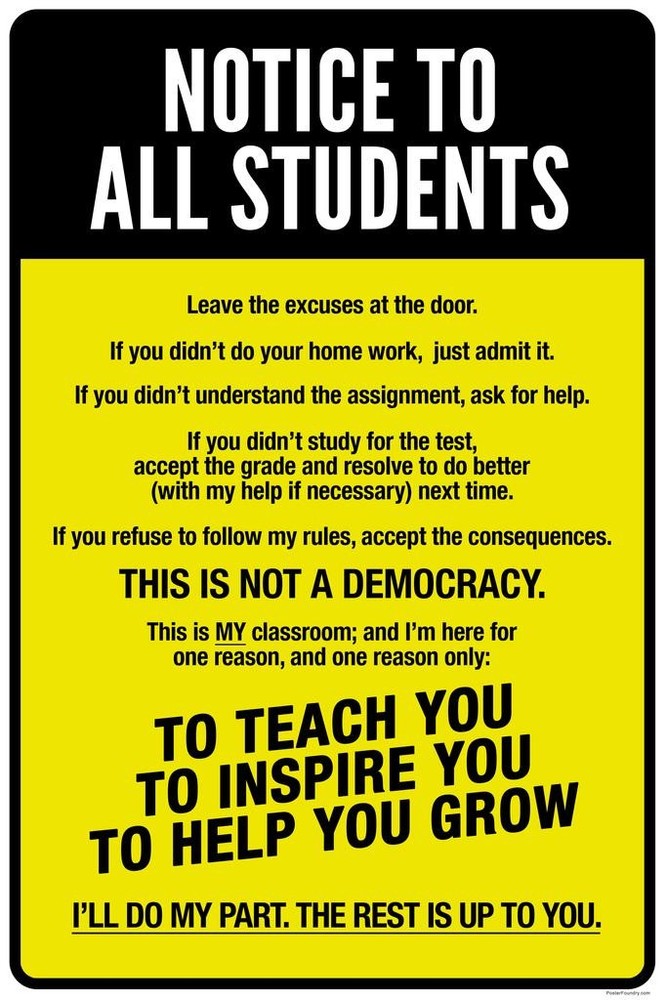 Classroom Rules Poster High School Supplies For Teachers Yellow 16×24