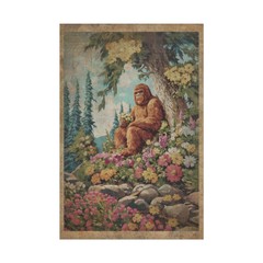SASQUATCH FLOWERS Poster, Bigfoot Botanical Decor, Romantic Cryptid Wall Art