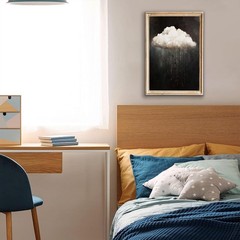 Modern Abstract Canvas Prints Wall Art Vintage Rain 24″L x 16″W, Cloud