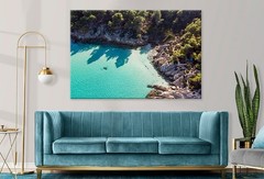 Aegean Sea Coast with Blue Transparent Water Wall Art Canvas Unframed Print Art