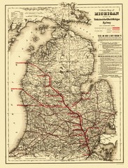 Railroad Map – Toledo Ann Arbor and North Michigan Railway – Colton 1886
