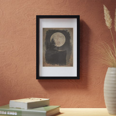 STARGAZER MOON GIRL Wall Art Print, Retro Celestial Full Moon Astronomy Poster