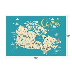 Illustrated Map Canadian Provinces Country Canada Art Print Poster 18×12