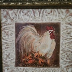 Rustic Country Chicken Canvas Farmhouse Elegant Fine Frame 17 X 17 IN