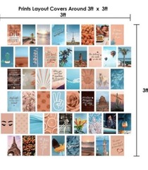 Wall Collage Kit Aesthetic Pictures, Collage Kit for Wall Peach Teal NEW