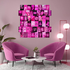 Pink Neon Wall Collage Kit Aesthetic Pictures, Trendy Room Decor for Teen Girls,