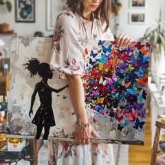 Canvas Wall Art a Creative Street Art Inspired Image Showing a Girl Releasing