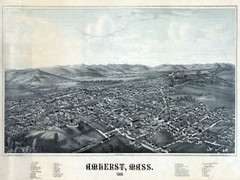 2932.Amherst Massachusetts 1886 Aerial View Map POSTER.Home School Office.Histor