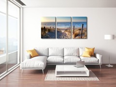 3 Piece Beach Coastal Sand Dune Canvas Prints Modern Stretched Wall Art Seascape