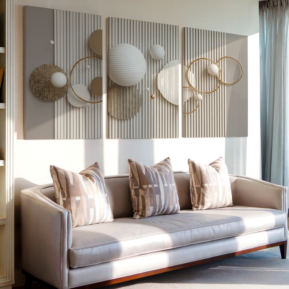 3 Pieces Modern Geometric Abstract Large Wall Art Set for Bedroom Set Of 3