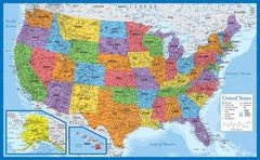 3 Pack – World Map & USA for Kids + Blue Ocean 18″ x 29″, LAMINATED