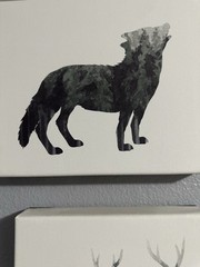 Canvas Animal Prints Wall Art Decor Set 4 Black and White Bear Wolf Moose Deer