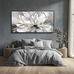 Botanical Canvas Wall Decor Abstract Floral Wall Art for Home Grey Artwork Co…