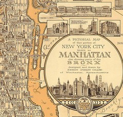 Early Pictorial Map Manhattan Bronx New York Wall Poster Print Vintage History