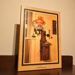 Vintage Wall Art «Old Telephone» Print on Textured Board Home Decor (G2)