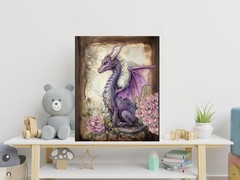 16×20 Purple Dragon Canvas Print Wall Art