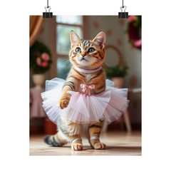 Cat Ballet Matte Poster, Feline Ballet Room Decor, 8 x 10 in
